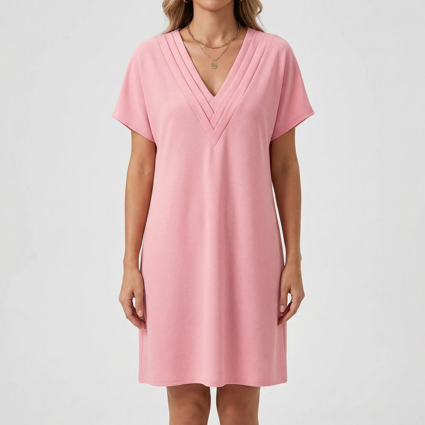 Damen Midikleid mit V-Ausschnitt und Schlitzärmeln Jully