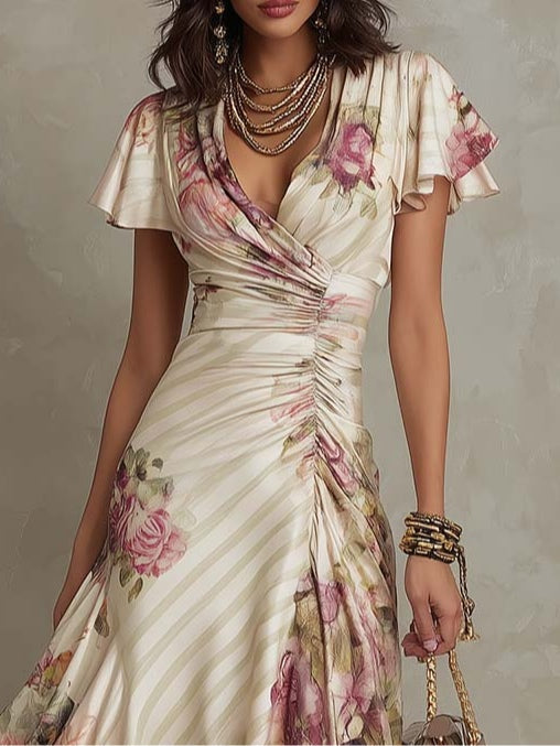 Damen Midikleid mit Wickelpassform aus Chiffon Jully