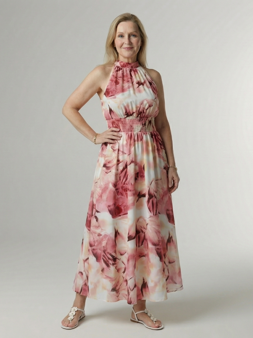 Damen Midikleid mit gerafftem Neckholder in Elegant Jully