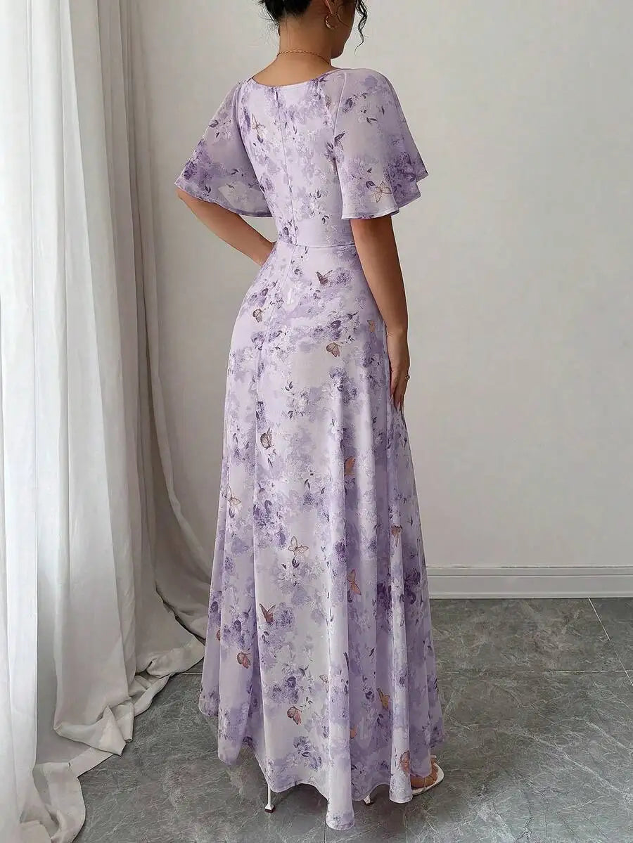 Damen Minikleid mit Schmetterlingsdruck und Fledermausärmeln Jully