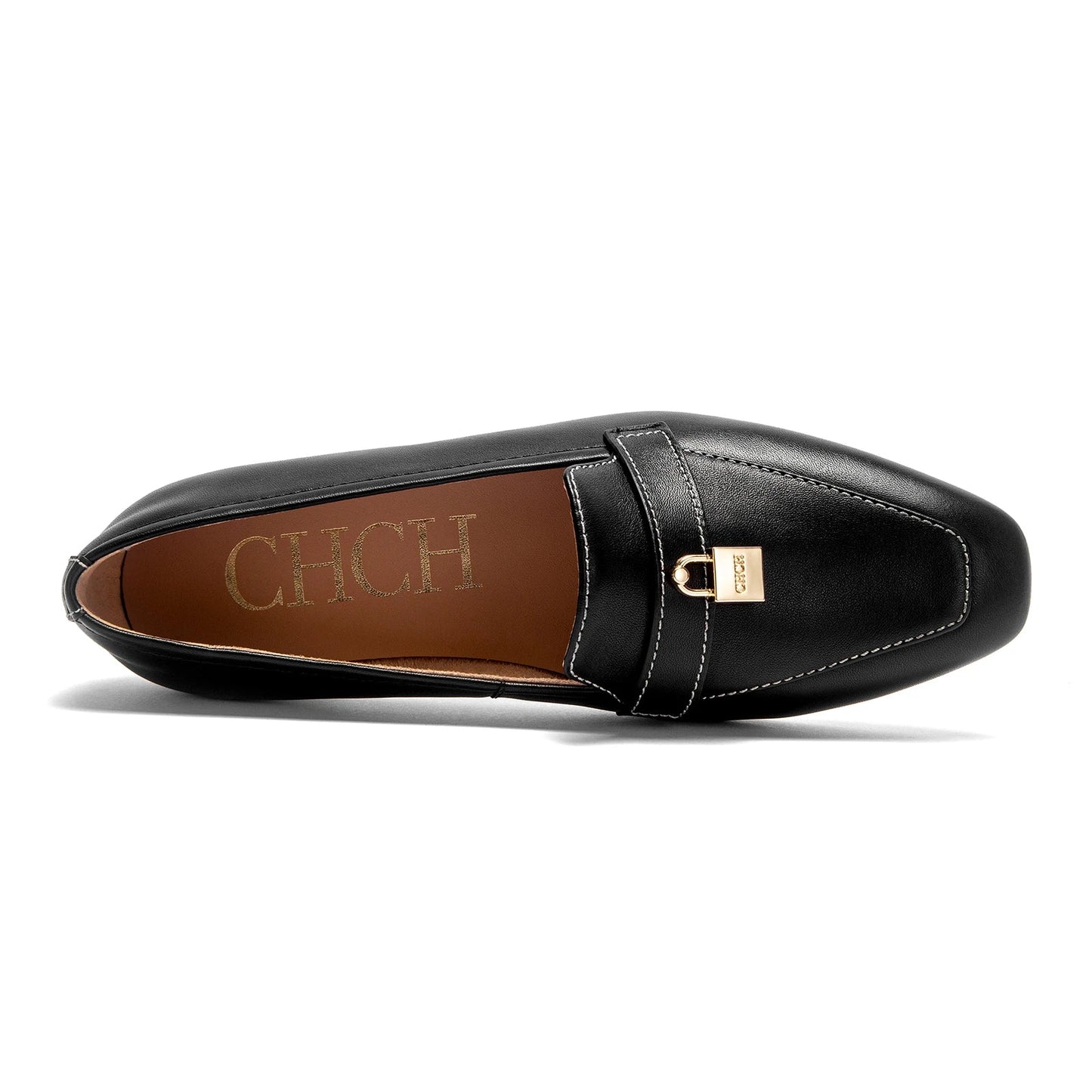 Damen Mokassins aus Leder mit goldenem Schlossdetail Jully