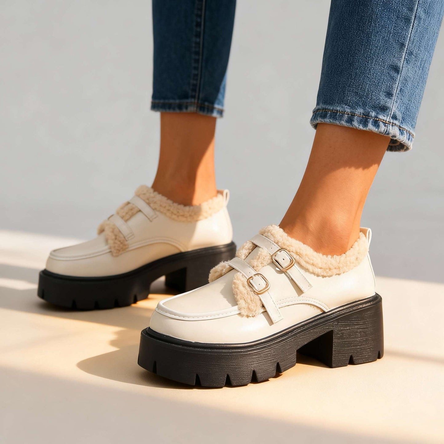 Damen Mokassins mit Sherpa-Futter und gepolsterter Innensohle Jully