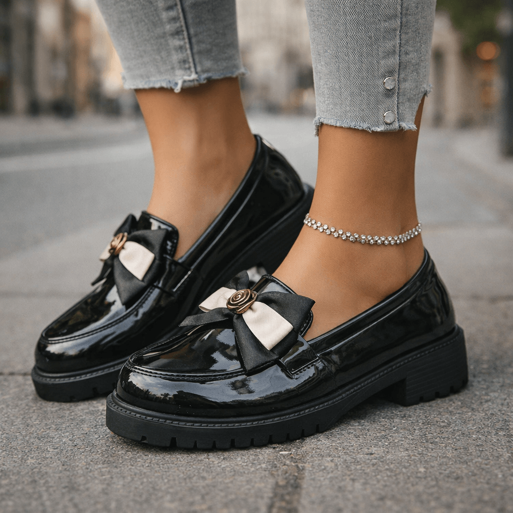 Damen Plateau-Loafer mit glänzendem Lack Jully