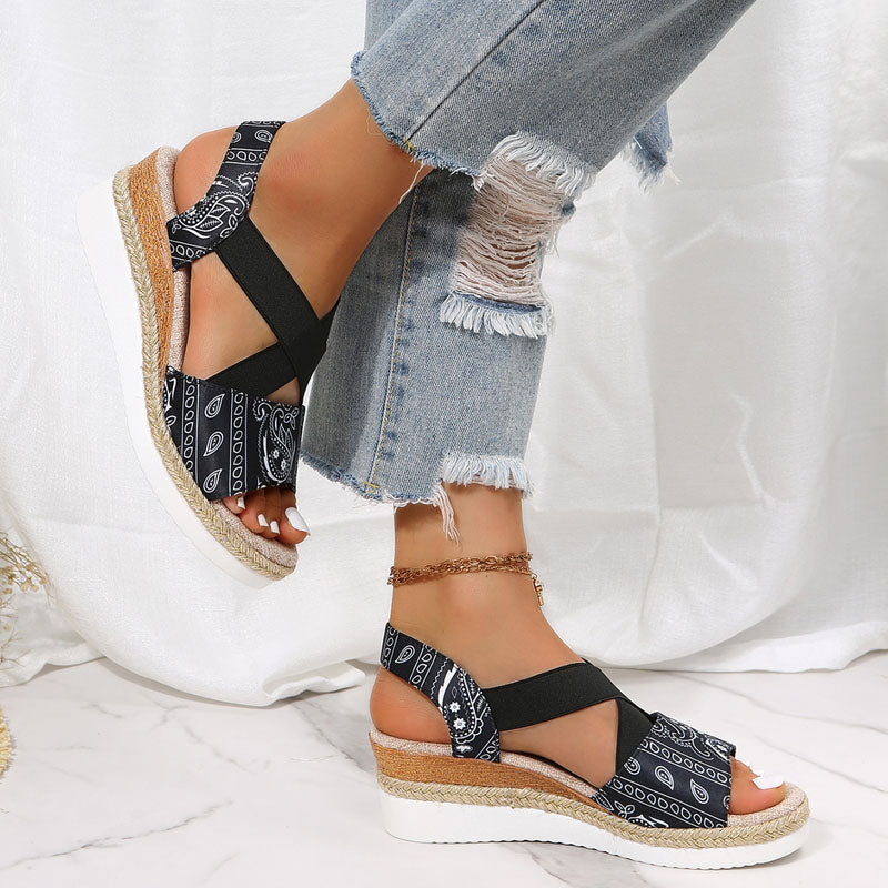 Damen Plateau-Sandalen mit runder Zehe aus PU Jully