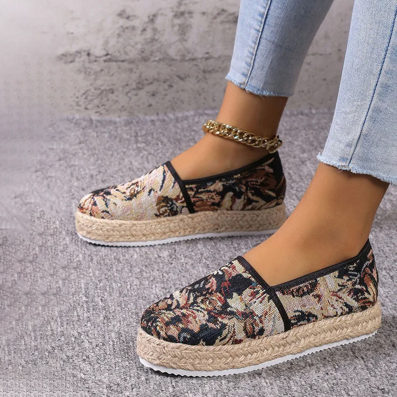 Damen Plateau-Slip-On-Schuhe aus Segeltuch mit Gummisohle Jully