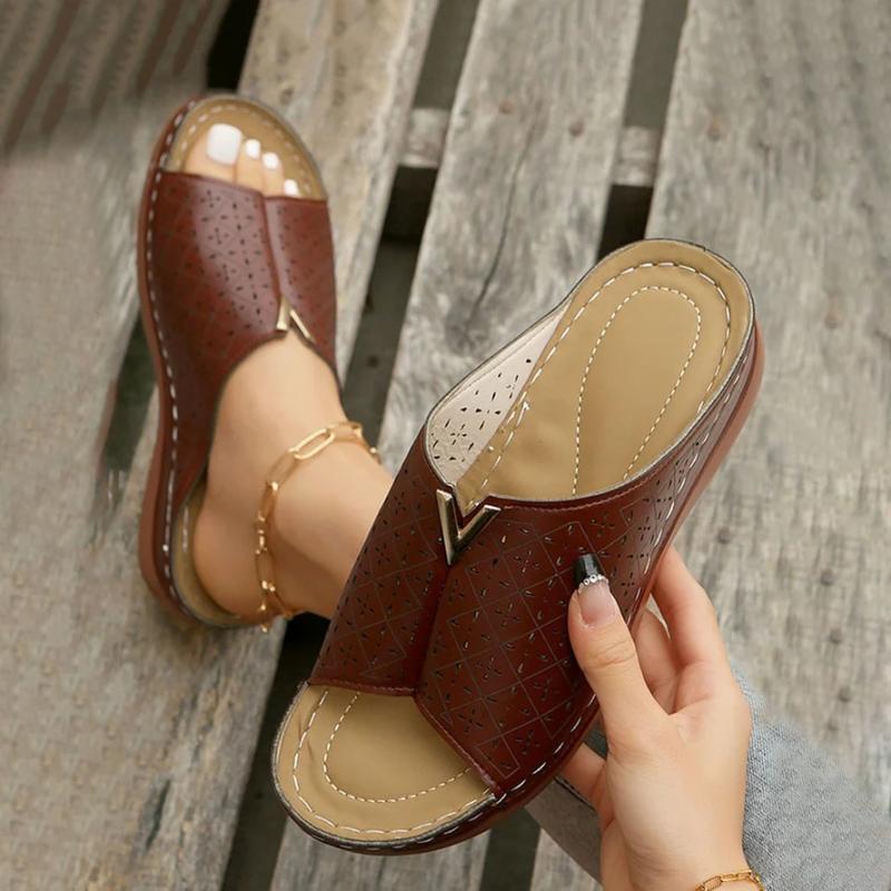 Damen Plateau-Slipper aus PU mit runder Zehe Jully