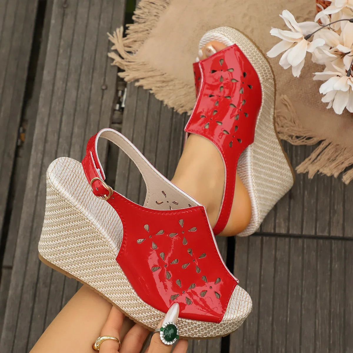 Damen Plateau Sandalen mit gepolstertem Fußbett Jully
