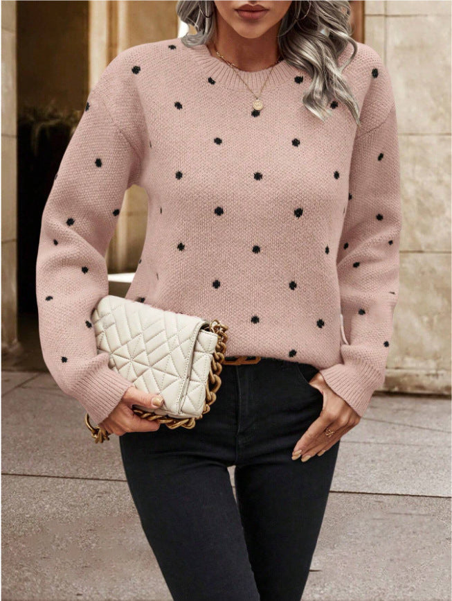 Damen Pullover Langarm mit gepunktetem Design Jully