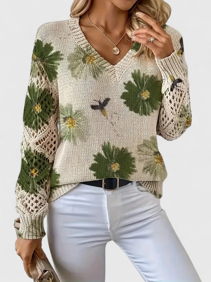 Damen Pullover aus Baumwolle mit V-Ausschnitt Jully