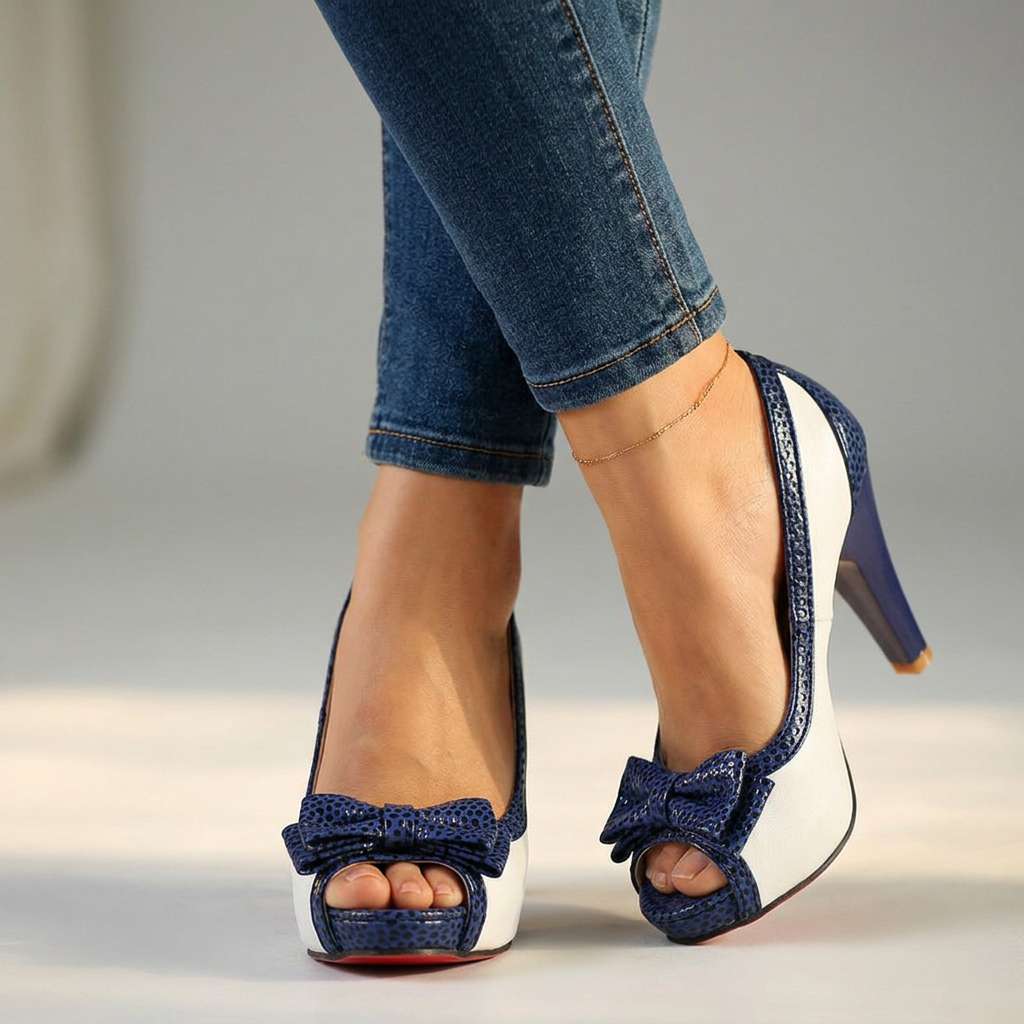 Damen Pumps Schwarz mit offenem Zehenbereich Jully