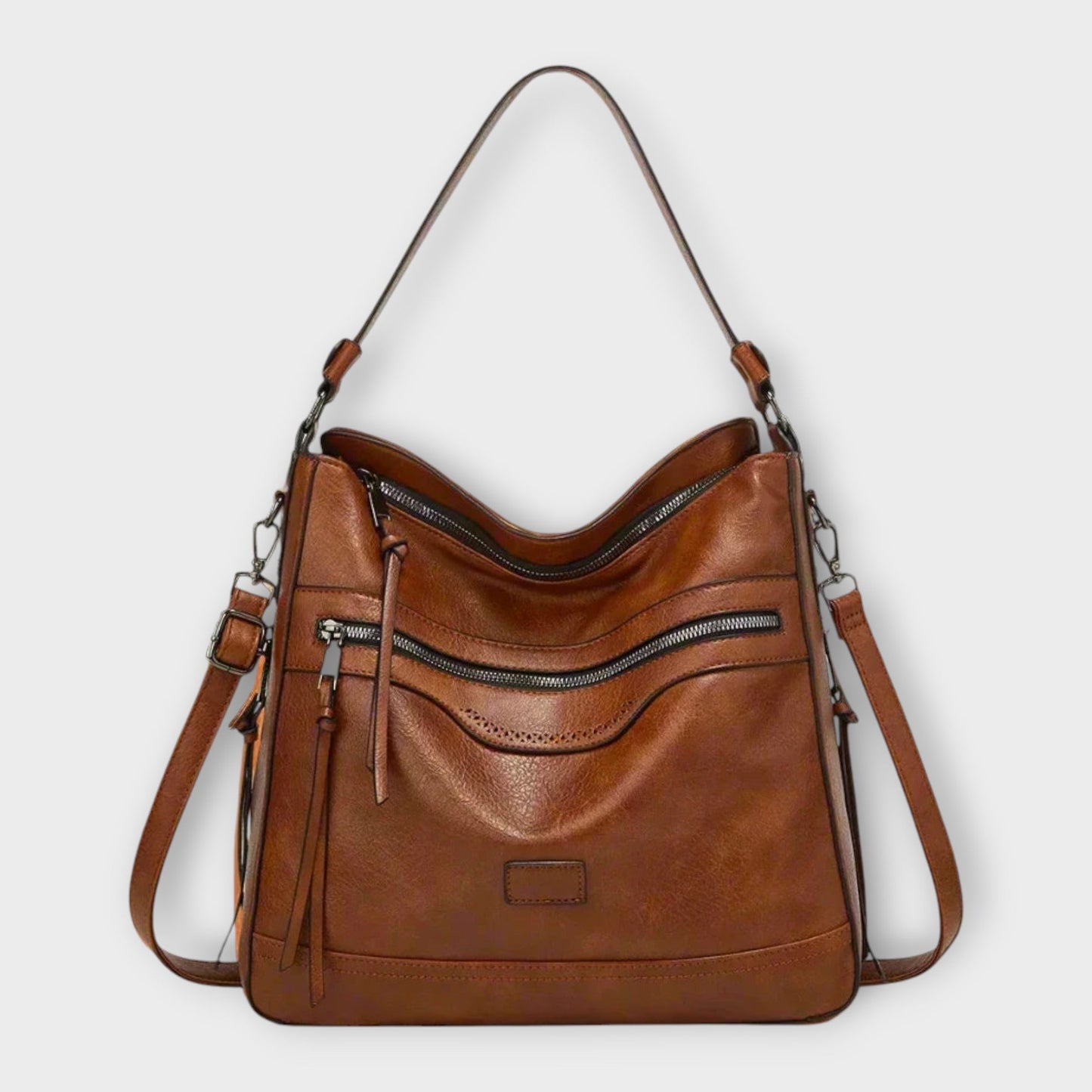 Damen Retro-Handtasche aus Leder in Braun Jully