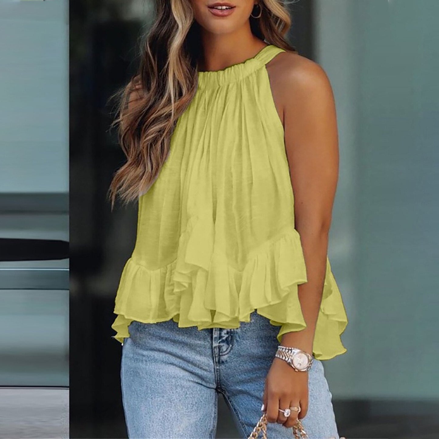 Damen Rüschen-Top aus edler Seide mit elegantem Schnitt Jully