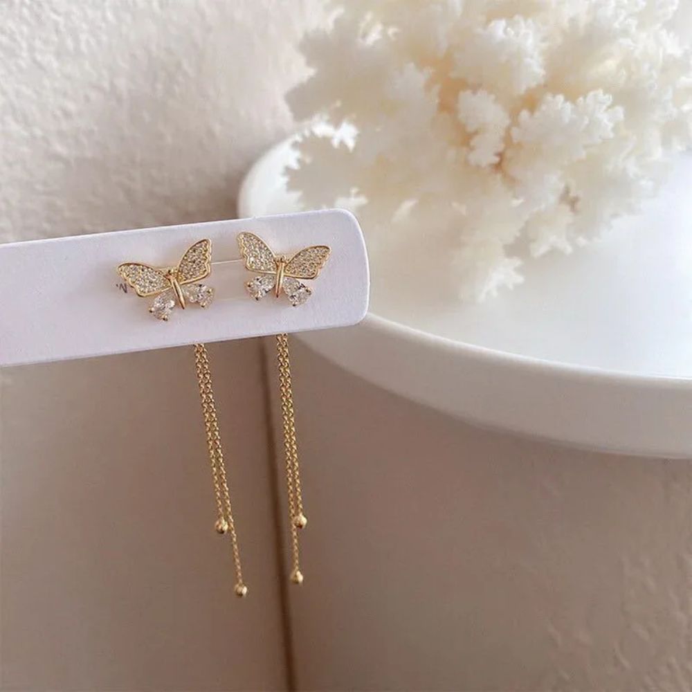 Damen Schmetterlingsohrringe mit Glaskristall Jully