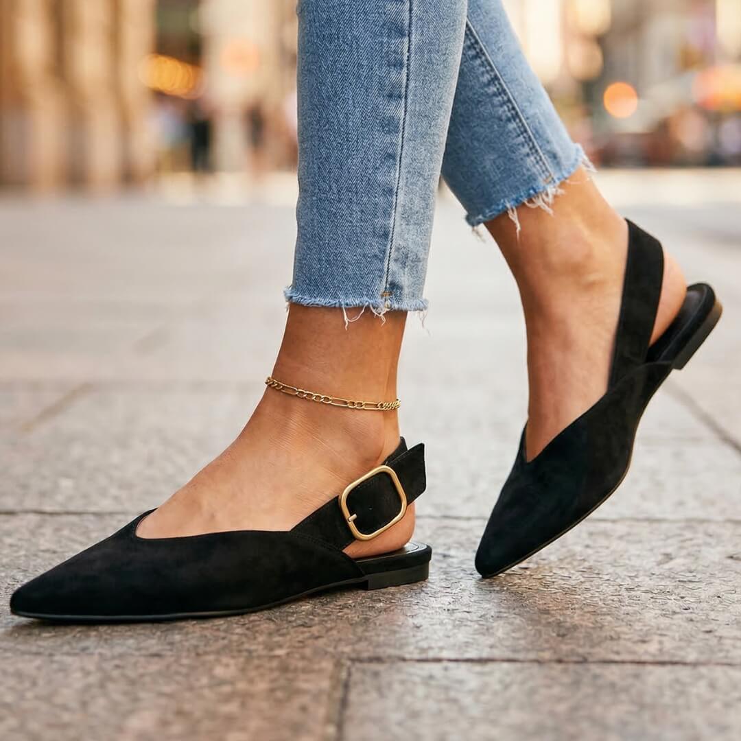 Damen Slingback-Flats aus Wildleder mit spitzer Zehenpartie Jully