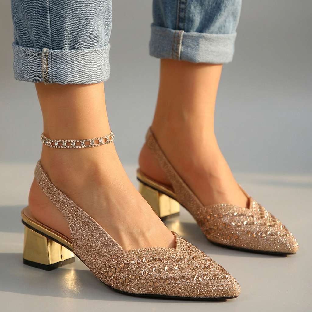 Damen Slingback-Heels mit Juwelenverzierungen Jully