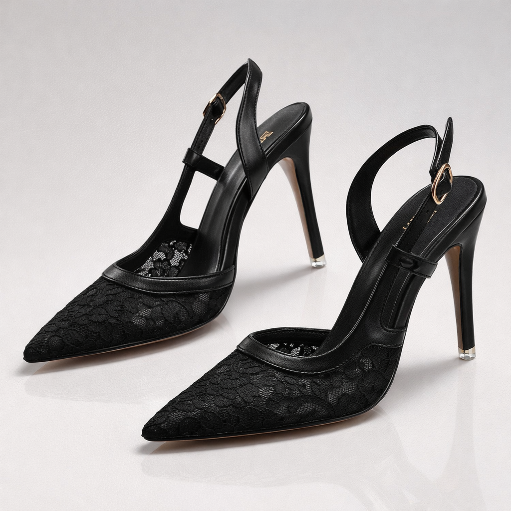 Damen Slingback-Heels mit Spitzenbesatz Jully