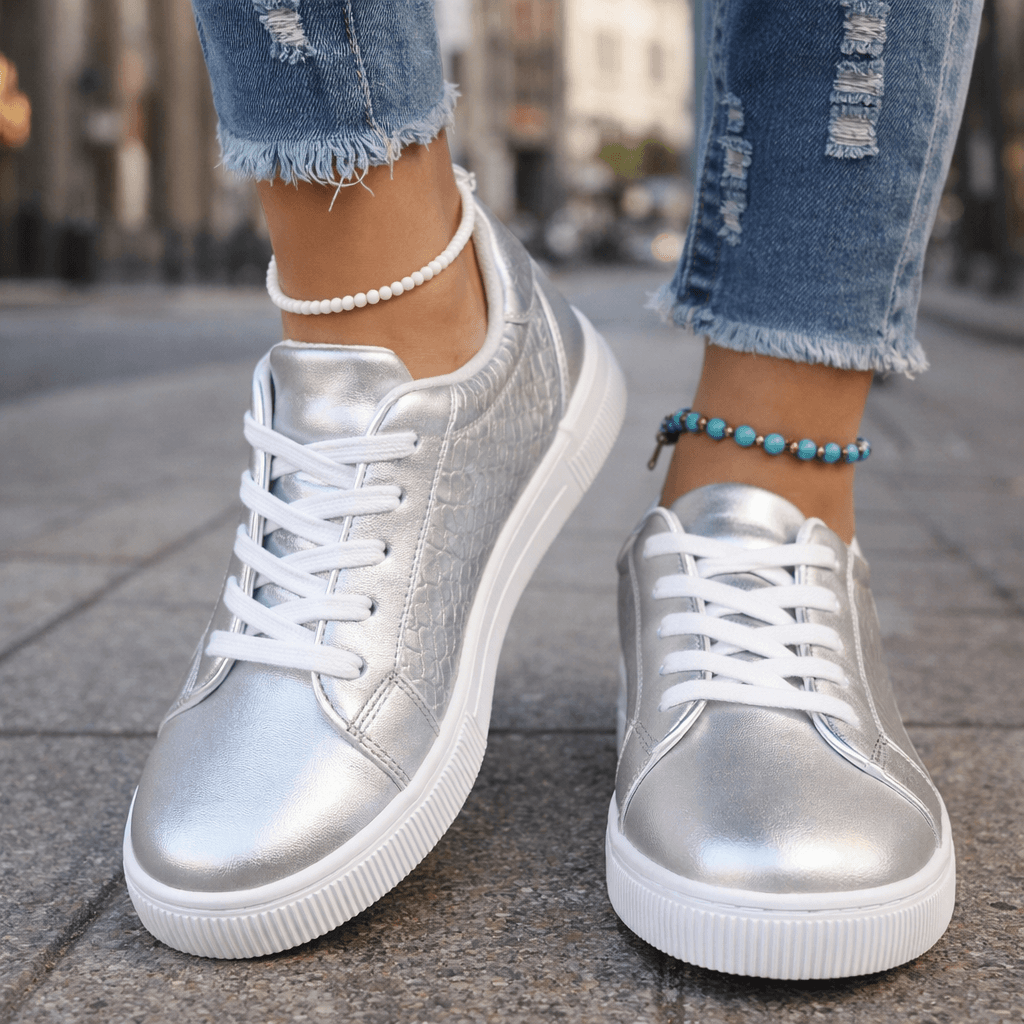 Damen Sneaker mit Metallic-Finish für Alltag Jully