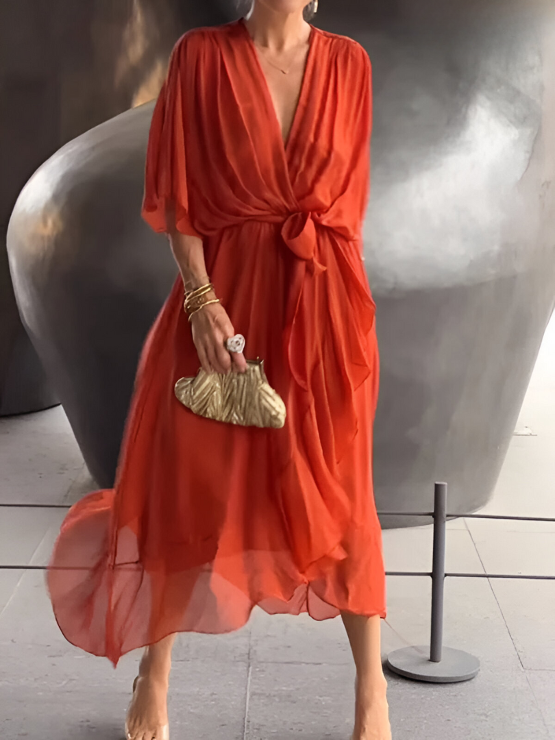 Damen Sommerkleid aus leichtem Stoff mit fließendem Design Jully
