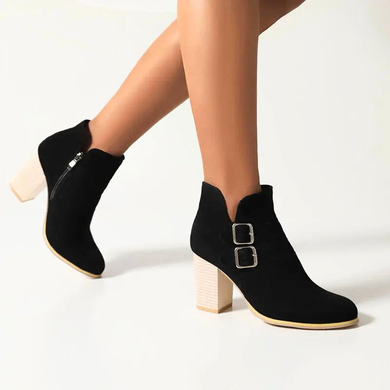 Damen Stiefeletten mit gestapeltem Absatz Jully