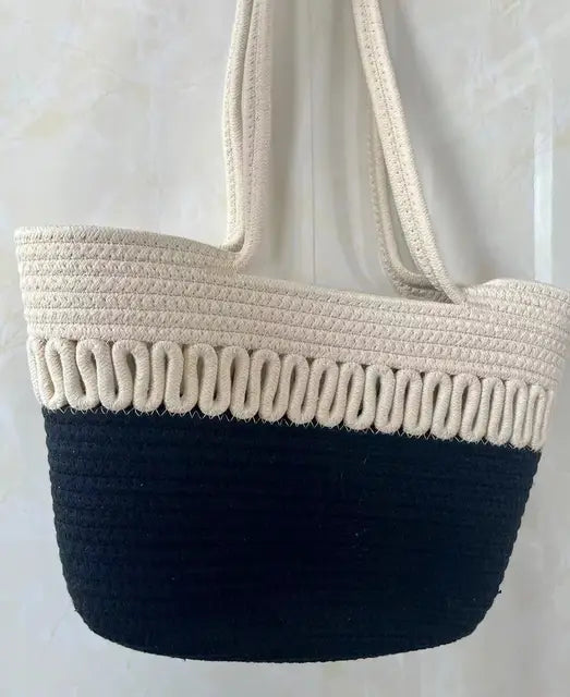 Damen Strandtasche groß aus Strick mit Bohemian Stil Jully
