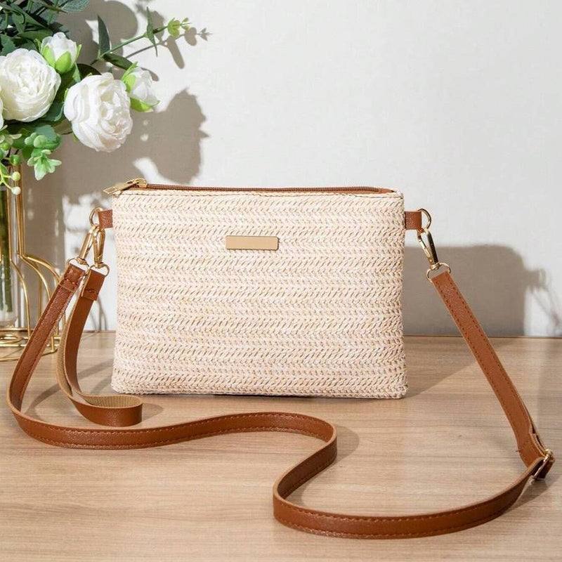 Damen Strohtasche mit Reißverschluss und praktischem Design Jully