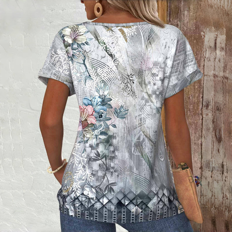 Damen T-Shirt mit Blumendruck aus Baumwolle Jully