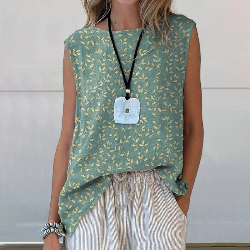Damen Tanktop mit Blattmuster aus Baumwolle Jully