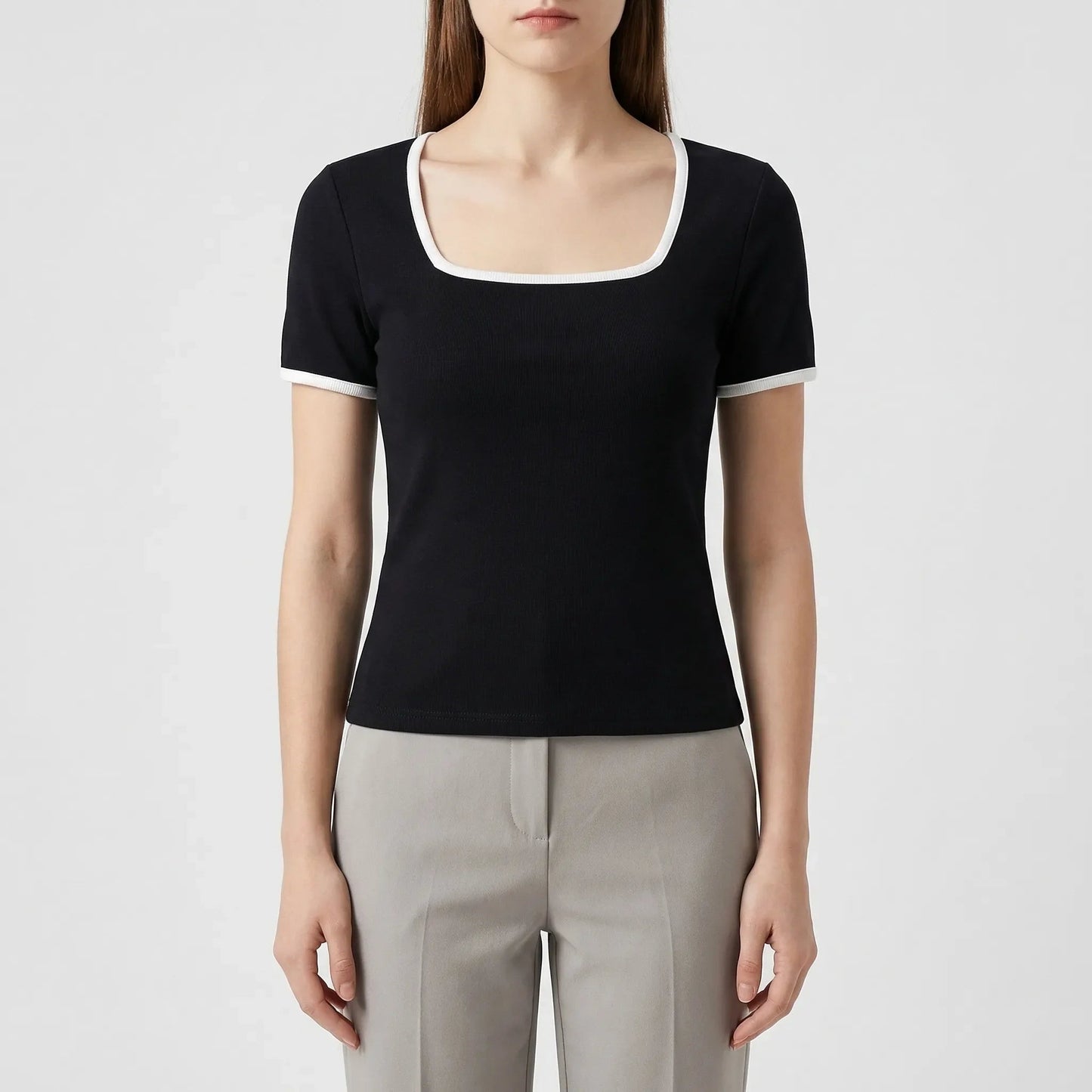 Damen Top mit quadratischem Ausschnitt und kurzen Ärmeln Jully