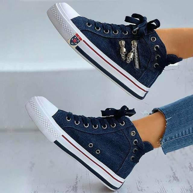 Damen Turnschuhe mit Reißverschluss und Atmungsaktiv Jully