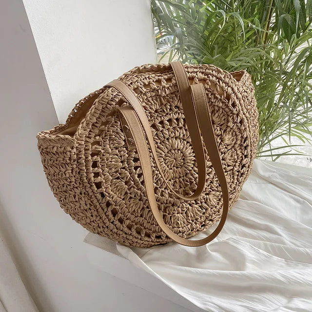 Damen Umhängetasche aus Stroh im Bohemian Stil Jully