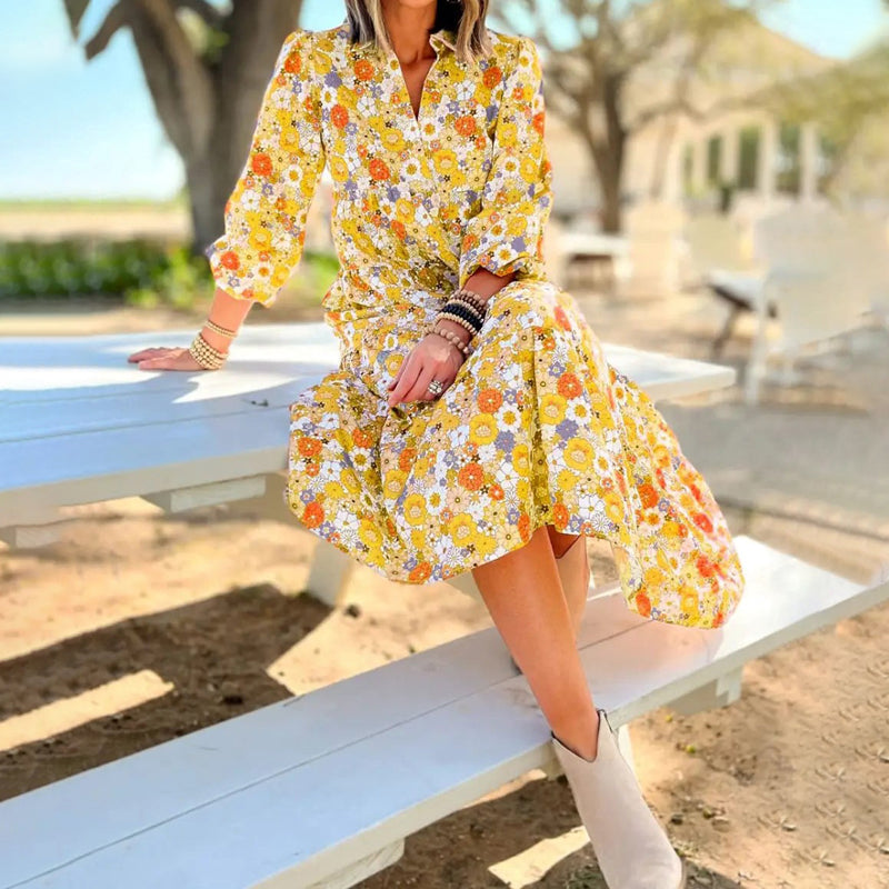 Damen Vintage-Kleid mit Blumendruck Jully