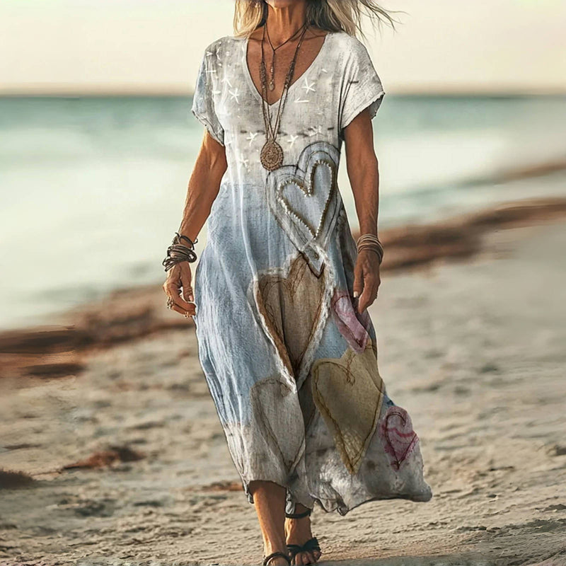 Damen Vintage-Kleid mit Herz-Print Jully