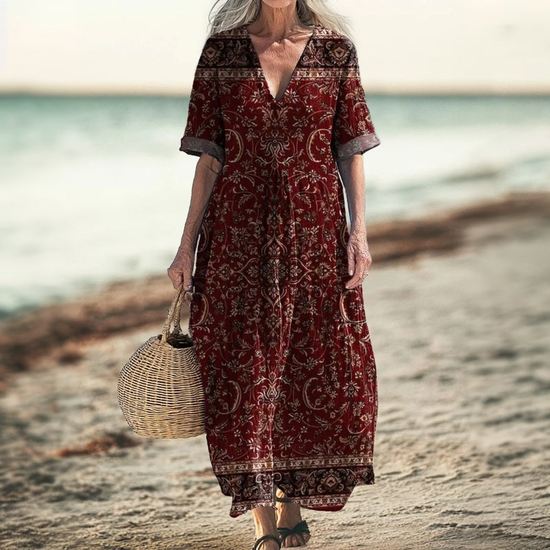 Damen Vintage-Kleid mit V-Ausschnitt Jully