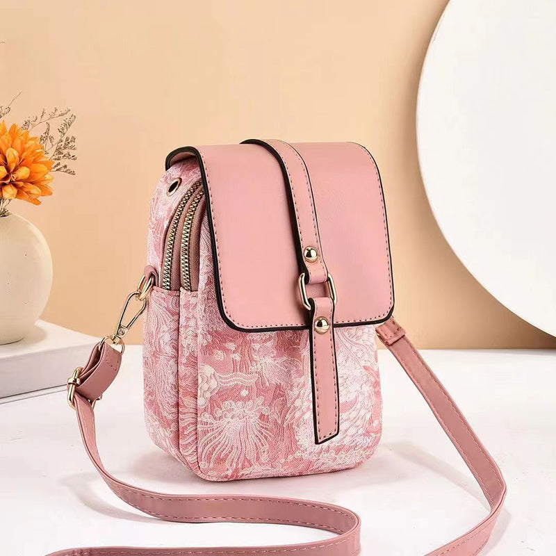 Damen Vintage Handtasche mit Reißverschluss in Schwarz Jully