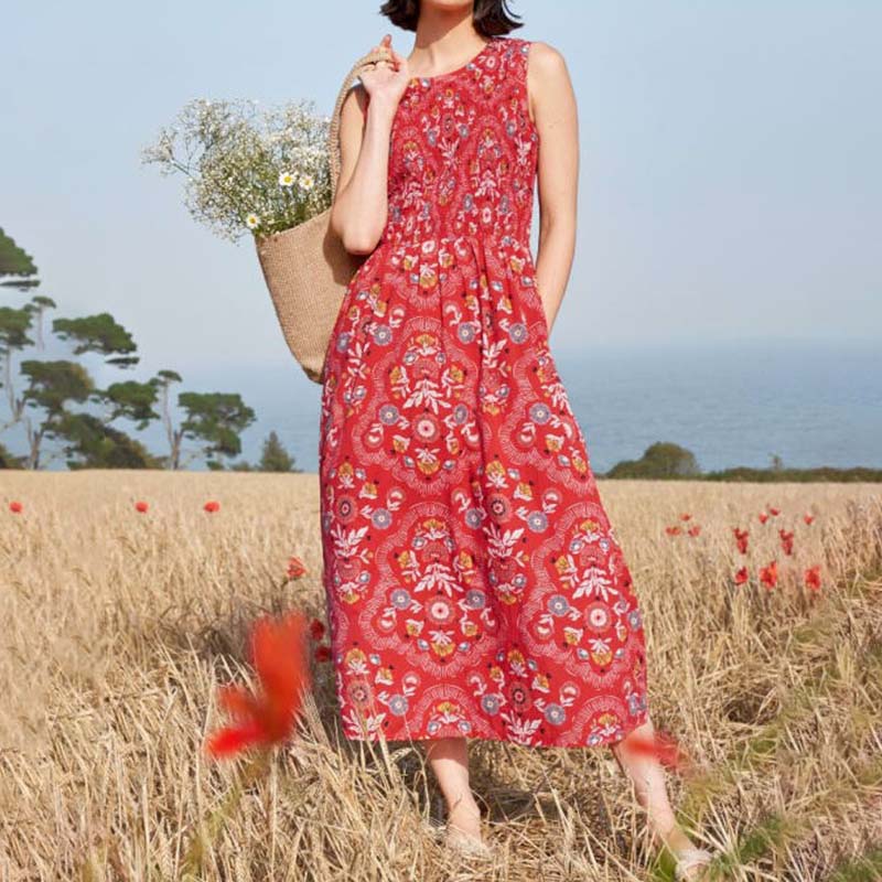 Damen Vintage Kleid mit Rundhalsausschnitt Jully
