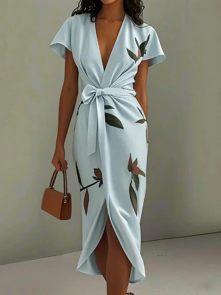 Damen Wickelkleid mit Blumenmuster und eleganter Silhouette Jully
