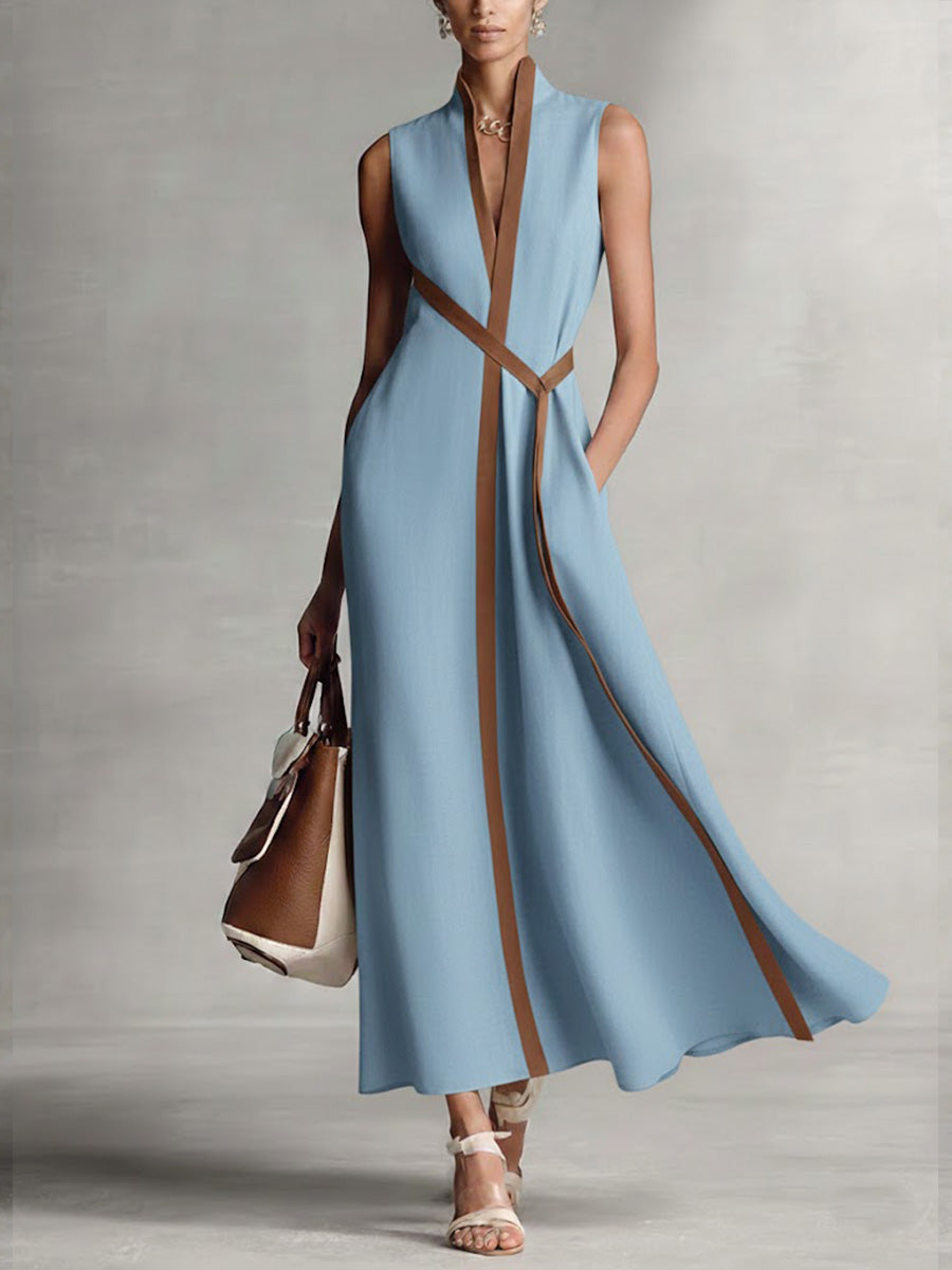 Damen ärmelloses Kleid mit Stehkragen aus Baumwolle Jully