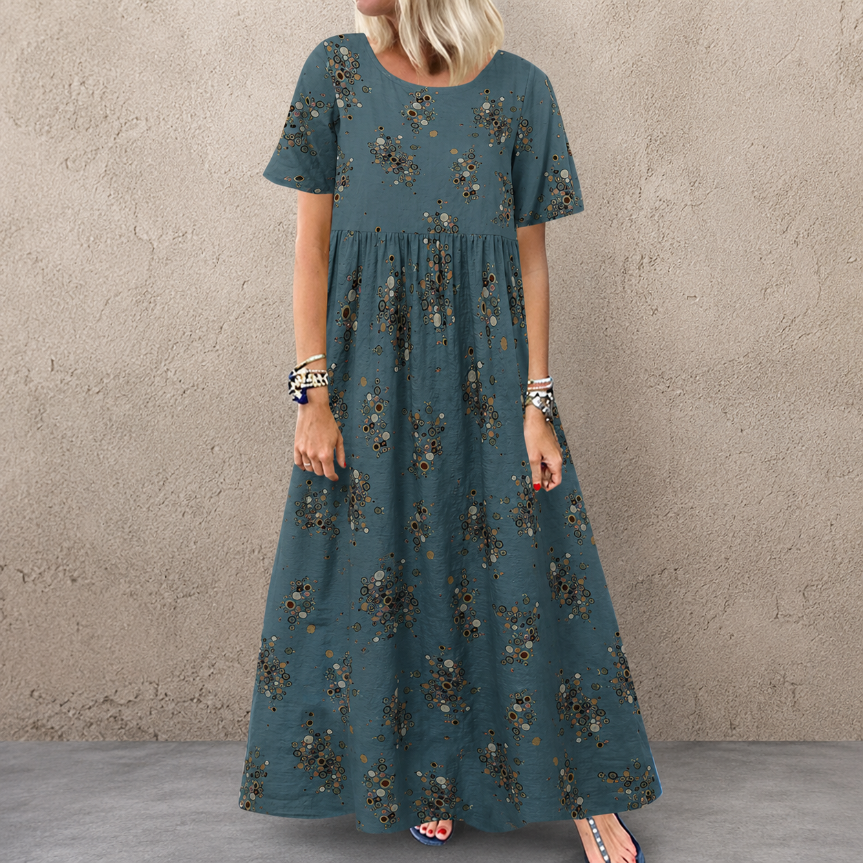 Damen Maxi Kleid mit Blumenmuster aus Baumwolle Jully