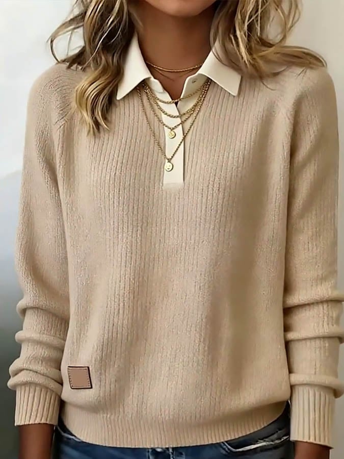 Women's Notch Lapel Cozy Fall Sweater