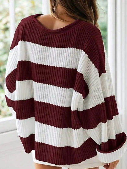 Women's Wide Stripe Chunky Knit Pullover