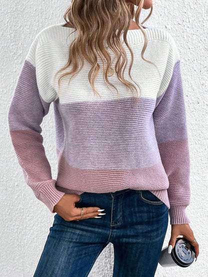 Women's Wide Stripe Off Shoulder Pullover