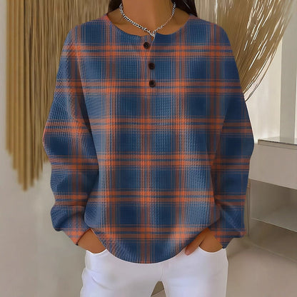 Women's Geometric Knit Button Shoulder Sweater