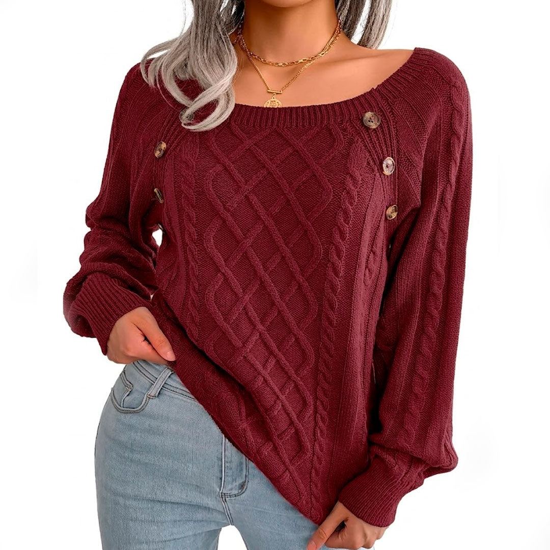Strickpullover mit Knöpfen und Zopfmuster Jully