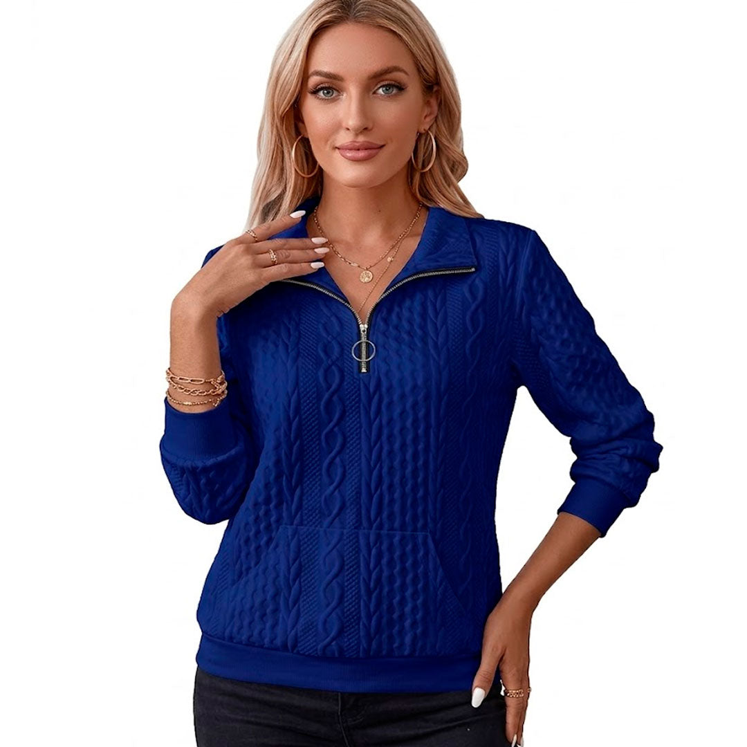 Strickpullover mit Reißverschluss und Zopfmuster Jully