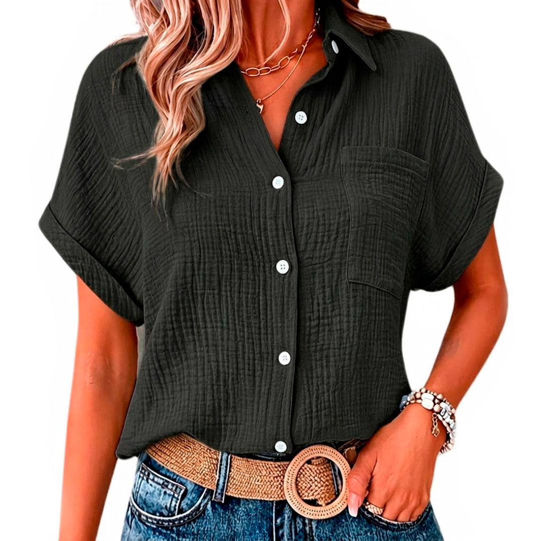 Damen Kurzarm Musselin Bluse Jully