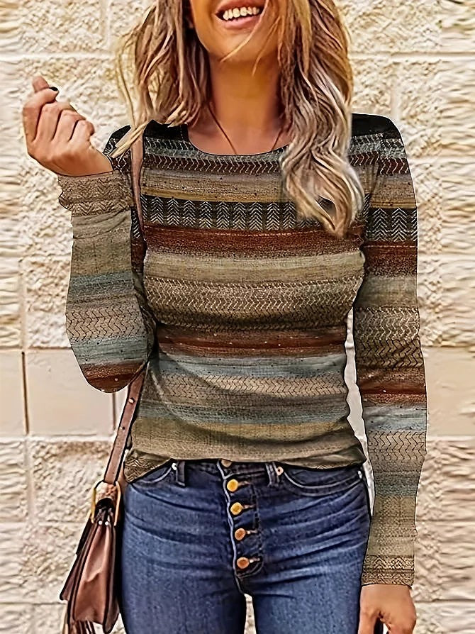 Women's Nordic Stripe Sweater Round Neck
