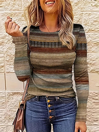 Women's Nordic Stripe Sweater Round Neck