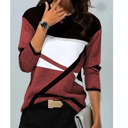 Women's Geometric Color Block Sweater Cut Out