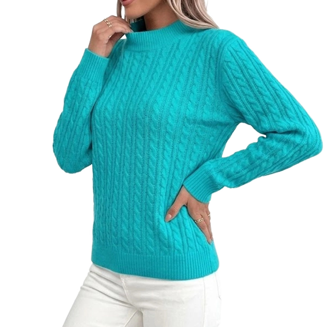 Damen Zopfmuster Rundhalspullover Jully