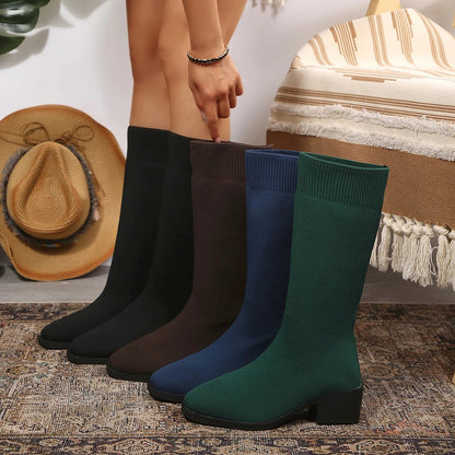 Women's Snug Fit Pull On Knee Boots